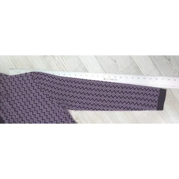 Neve Women's Small Wool Cardigan Open Front Snowflake Ski Sweater Purple Violet - Picture 10 of 11